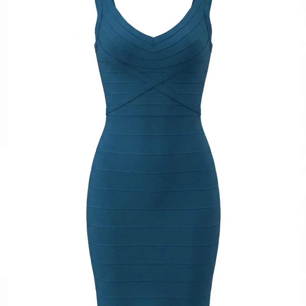 Herve Leger Teal Midi Dress - Picture 2 of 6